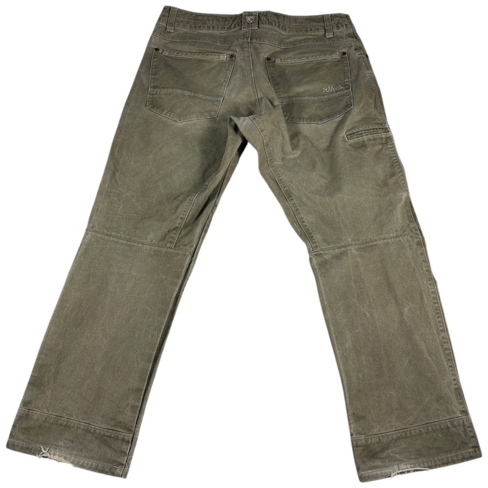 Kuhl Rydr Pants Mens 35x30 Olive Green Cotton Vintage Patina Dye Straight Leg - Picture 2 of 7
